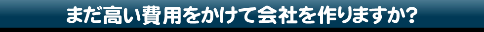 まだ高い費用をかけて会社を作りますか？